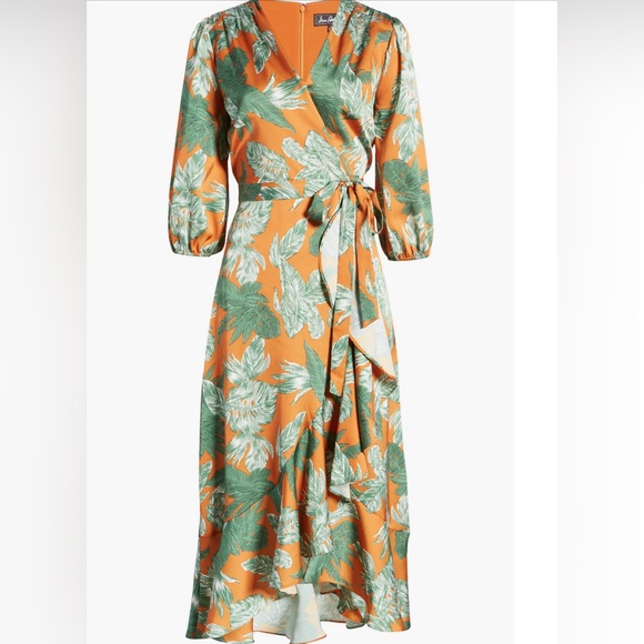 Sam Edelman Wrap Dress Palm Leaf Print NWT Cocktail Dress - Picture 9 of 9